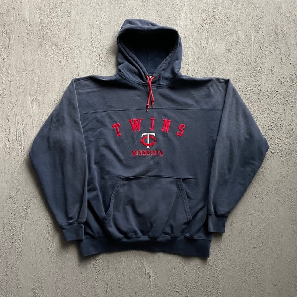 Vintage Minnesota Twins MLB Hoodie Mens XL Navy Blue 90s Lee Sport